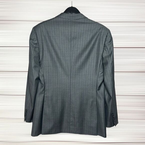 Jonathan Ogilvy Loro Piana Fitted Gray Striped Wool Suit Jacket Blazer 41R - Picture 8 of 16